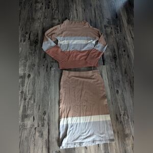 Striped Sweater and Skirt Set